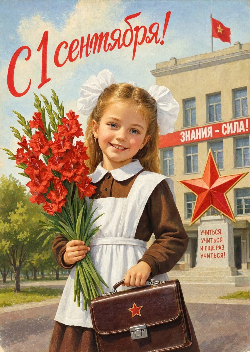 Открытка "С 1 сентября : С днем знаний" в советском стиле, СССР #139