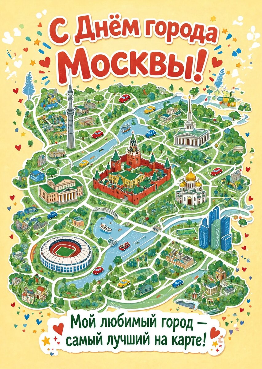 Открытка "С Днём Города Москвы" #1