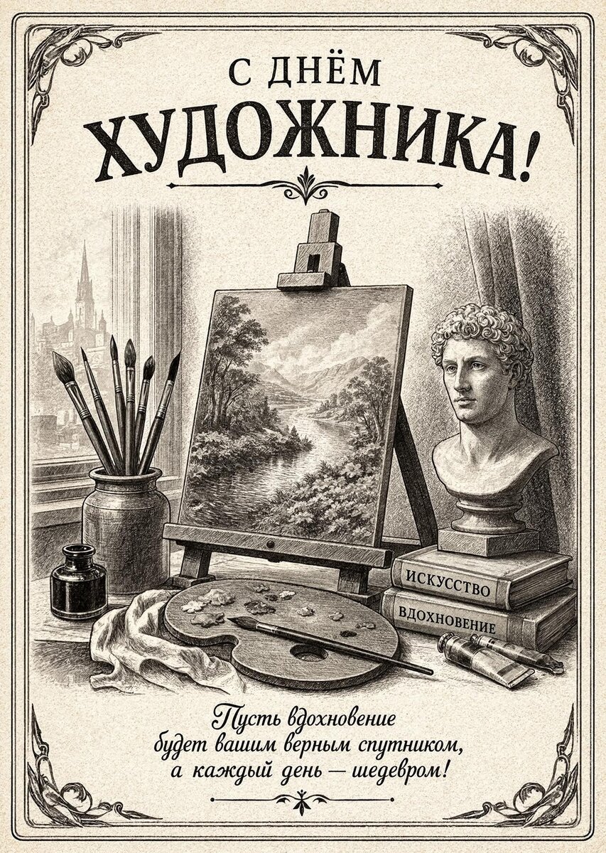 Открытка с Днем Художника-28