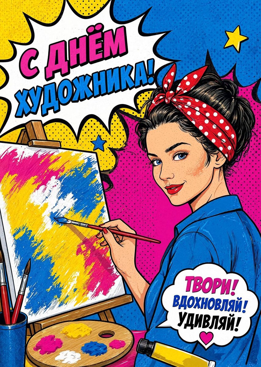 Открытка с Днем Художника-34