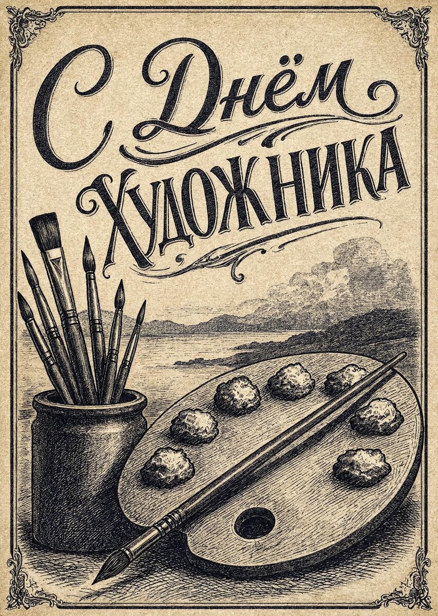 Открытка с Днем Художника-35
