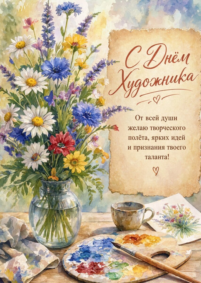 Открытка с Днем Художника-8