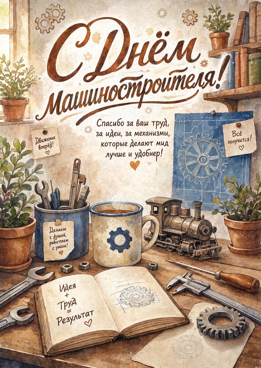 Открытка С днем машиностроителя #25