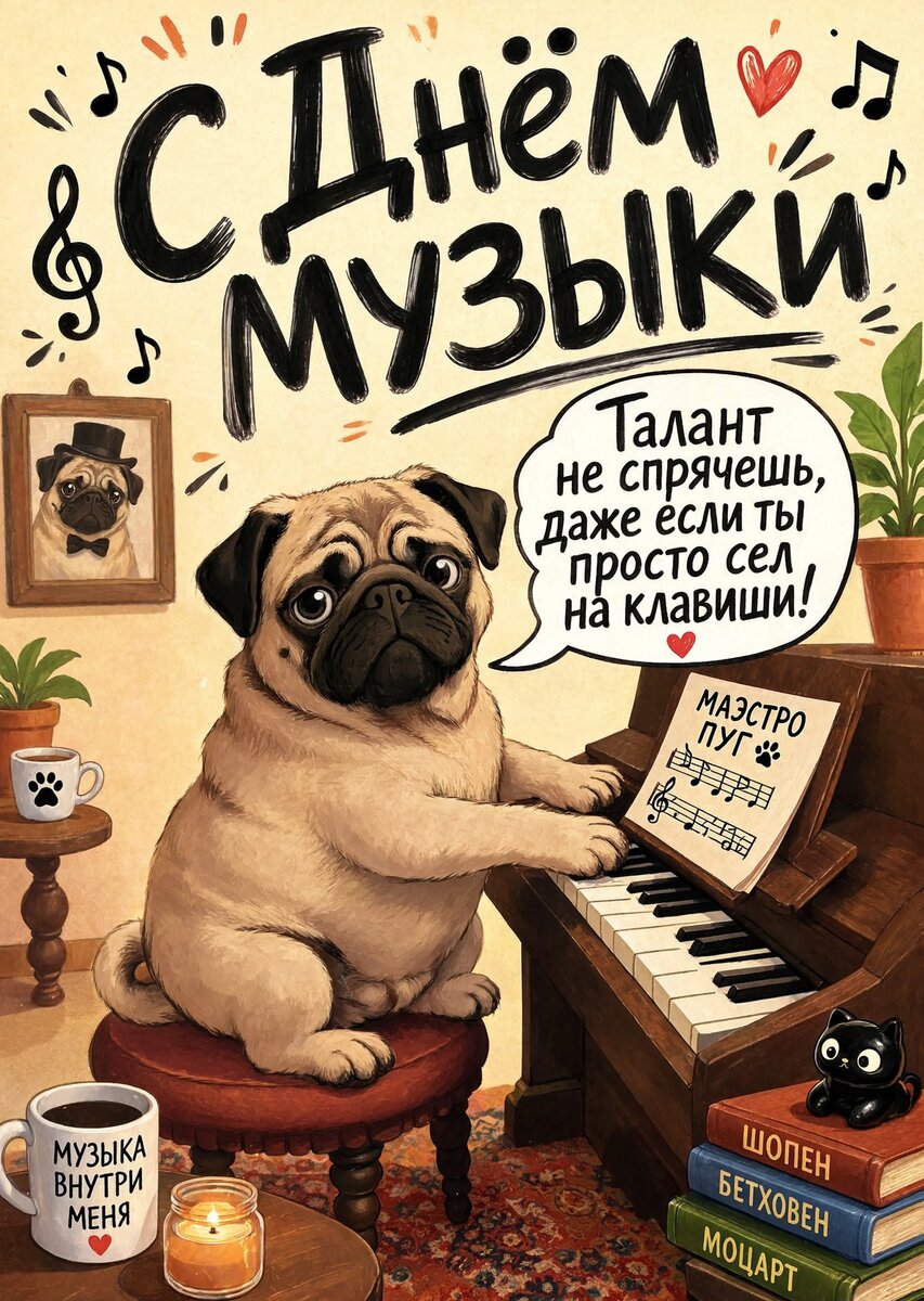 Открытка с Днем Музыки-2