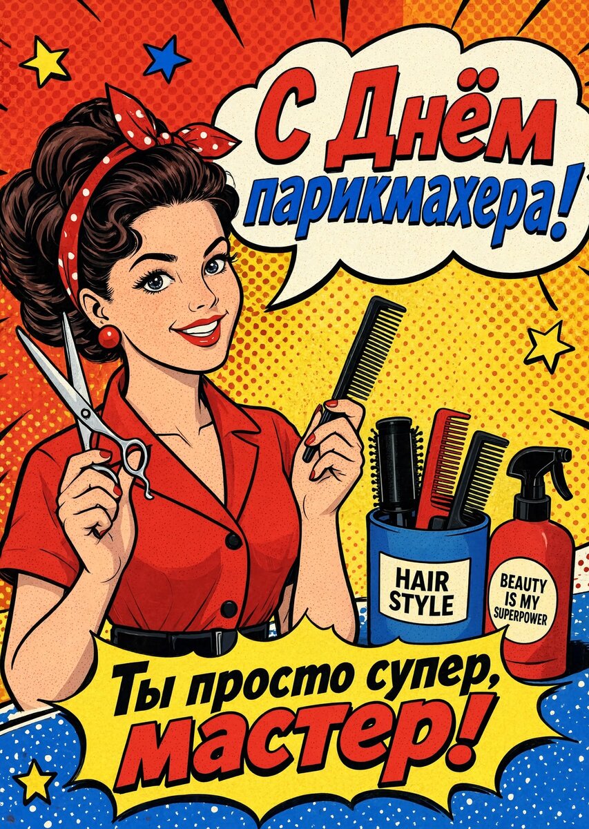 Открытка С днем парикмахера #19
