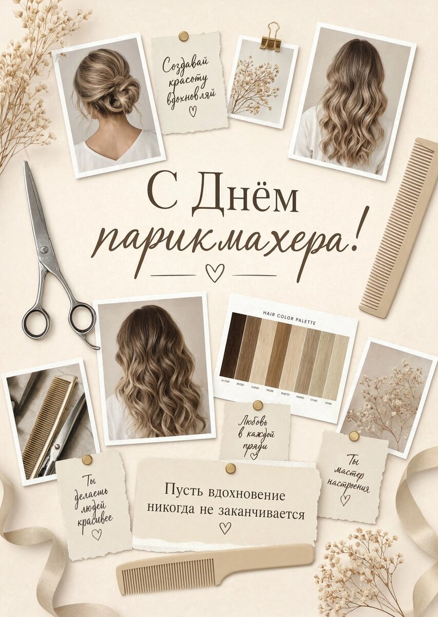 Открытка С днем парикмахера #8