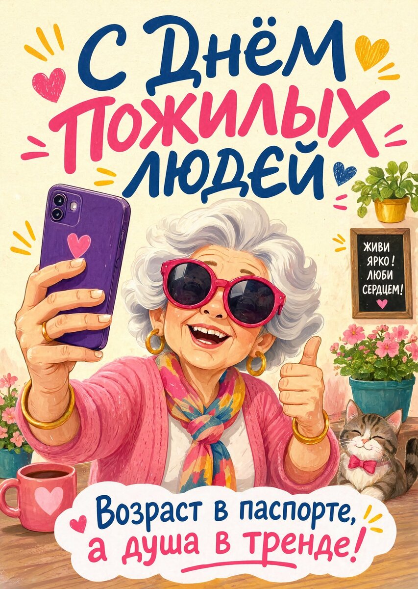 Открытка с Днем Пожилых Людей-28
