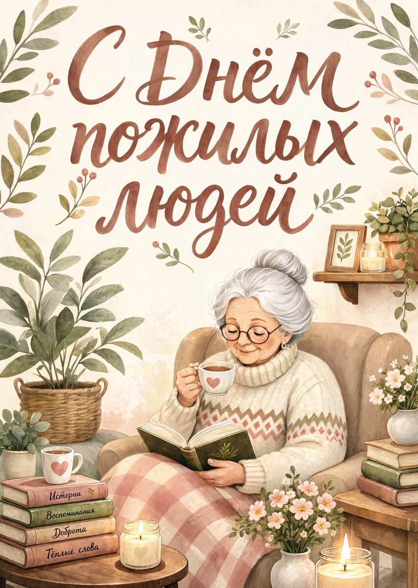 Открытка с Днем Пожилых Людей-6