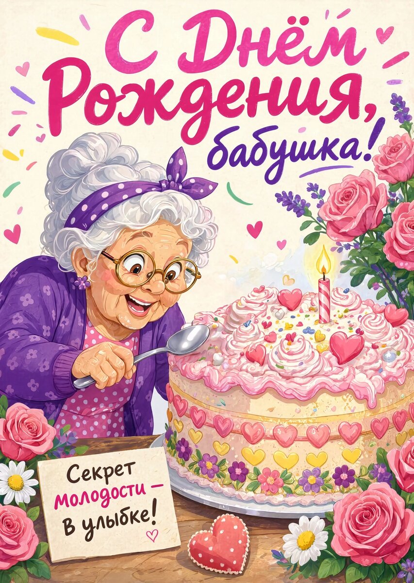Открытка "С днем рождения бабушка #100