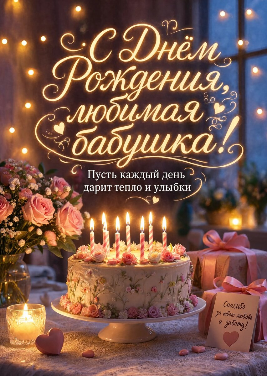 Открытка "С днем рождения бабушка #112