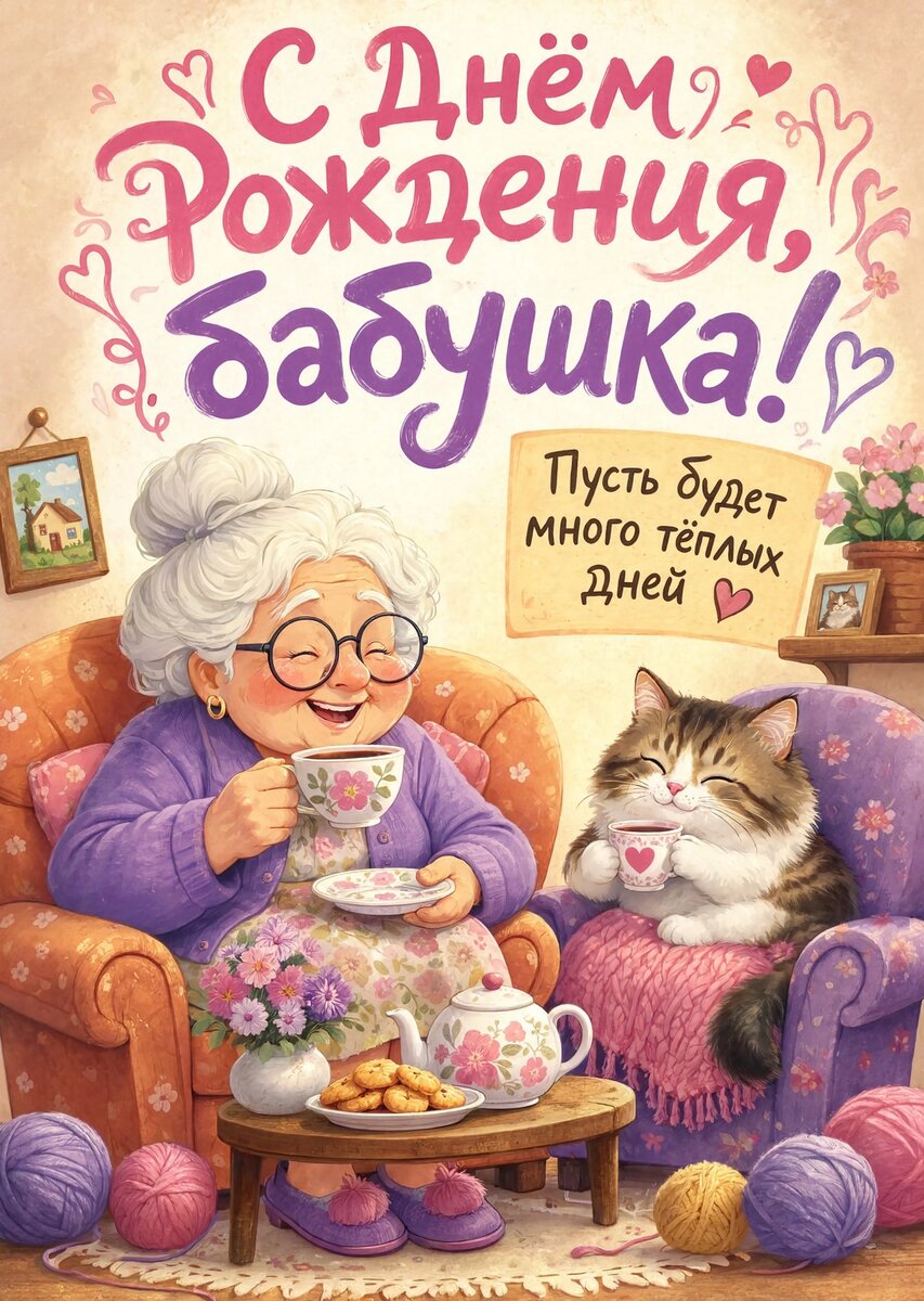 Открытка "С днем рождения бабушка #118