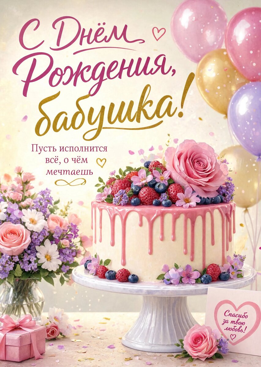 Открытка "С днем рождения бабушка #119