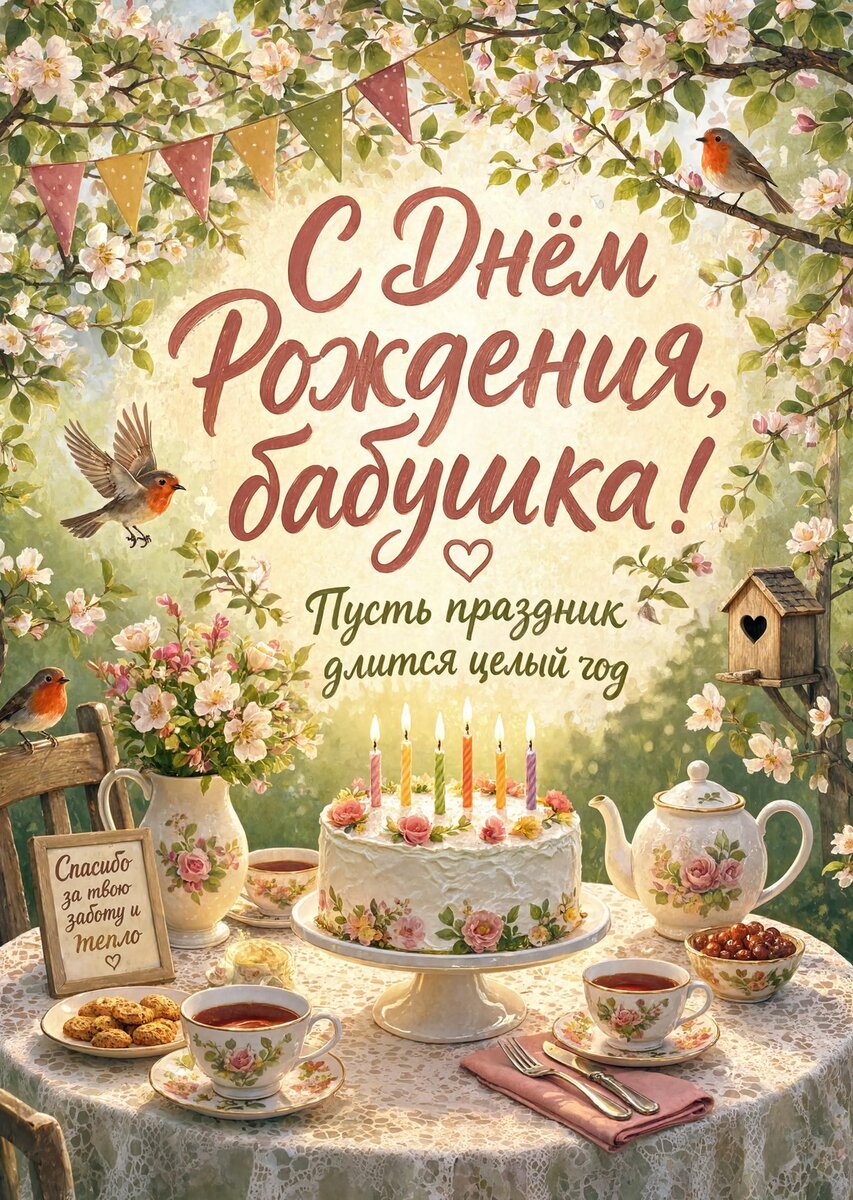 Открытка "С днем рождения бабушка #122