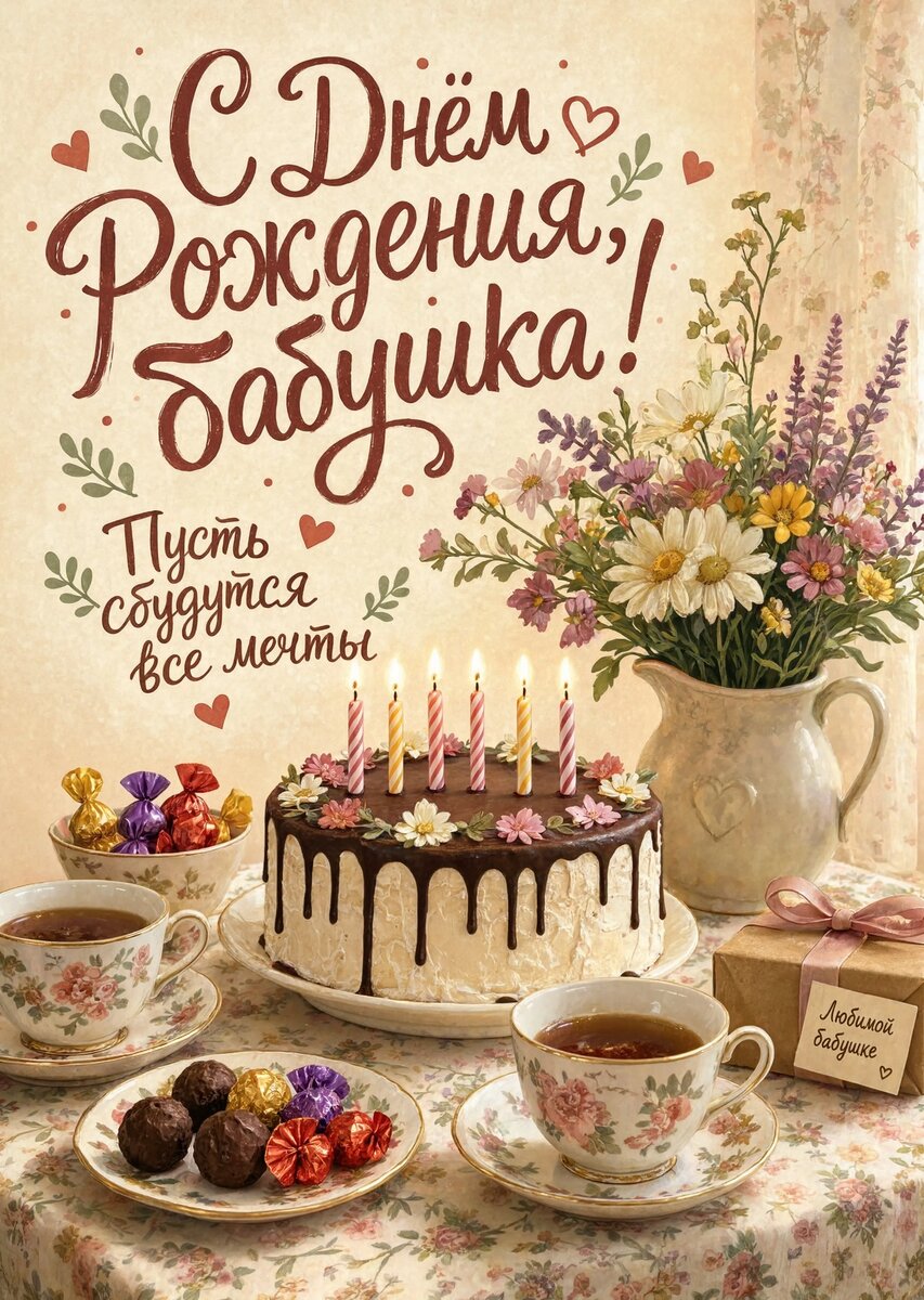 Открытка "С днем рождения бабушка #123