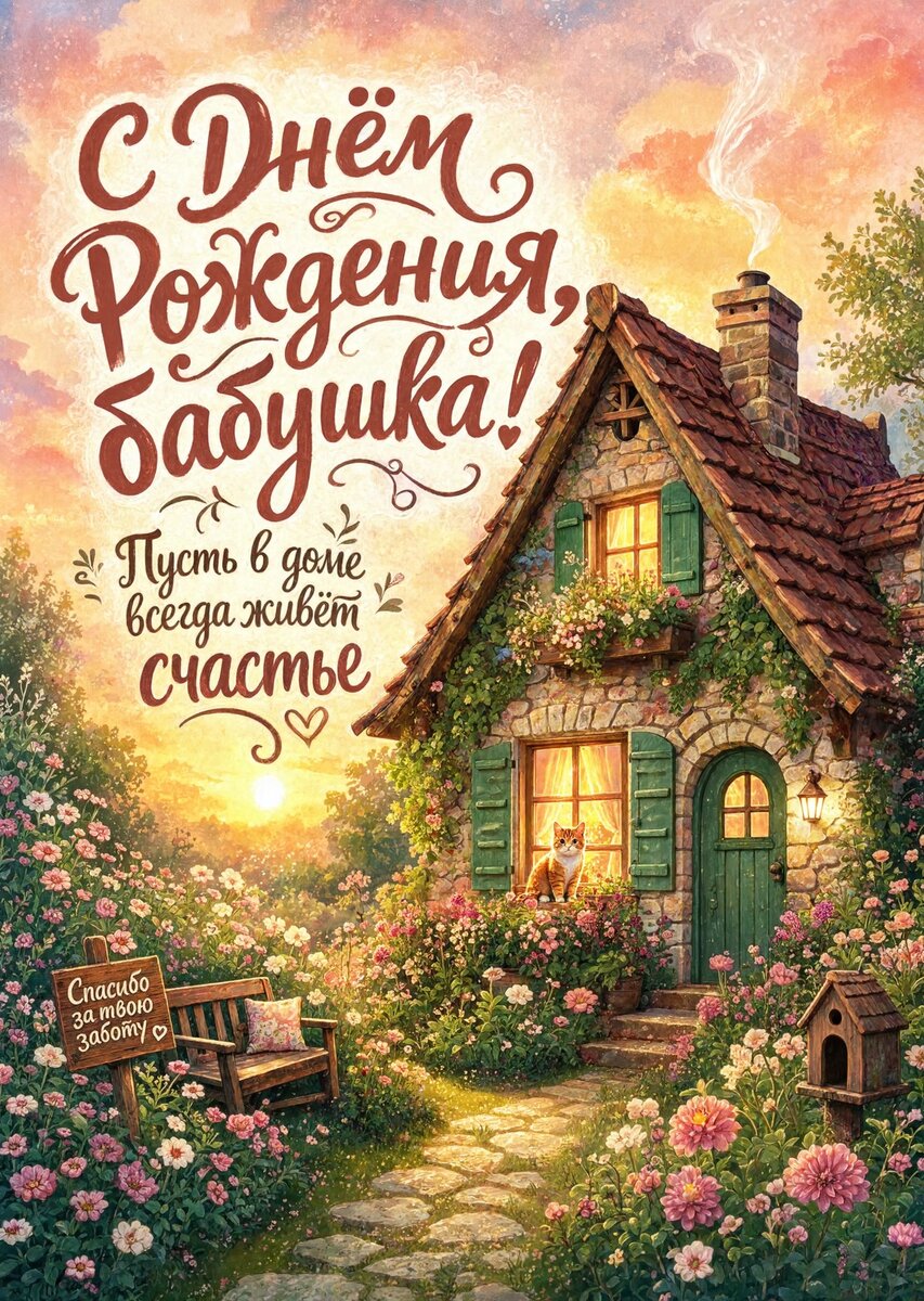 Открытка "С днем рождения бабушка #128