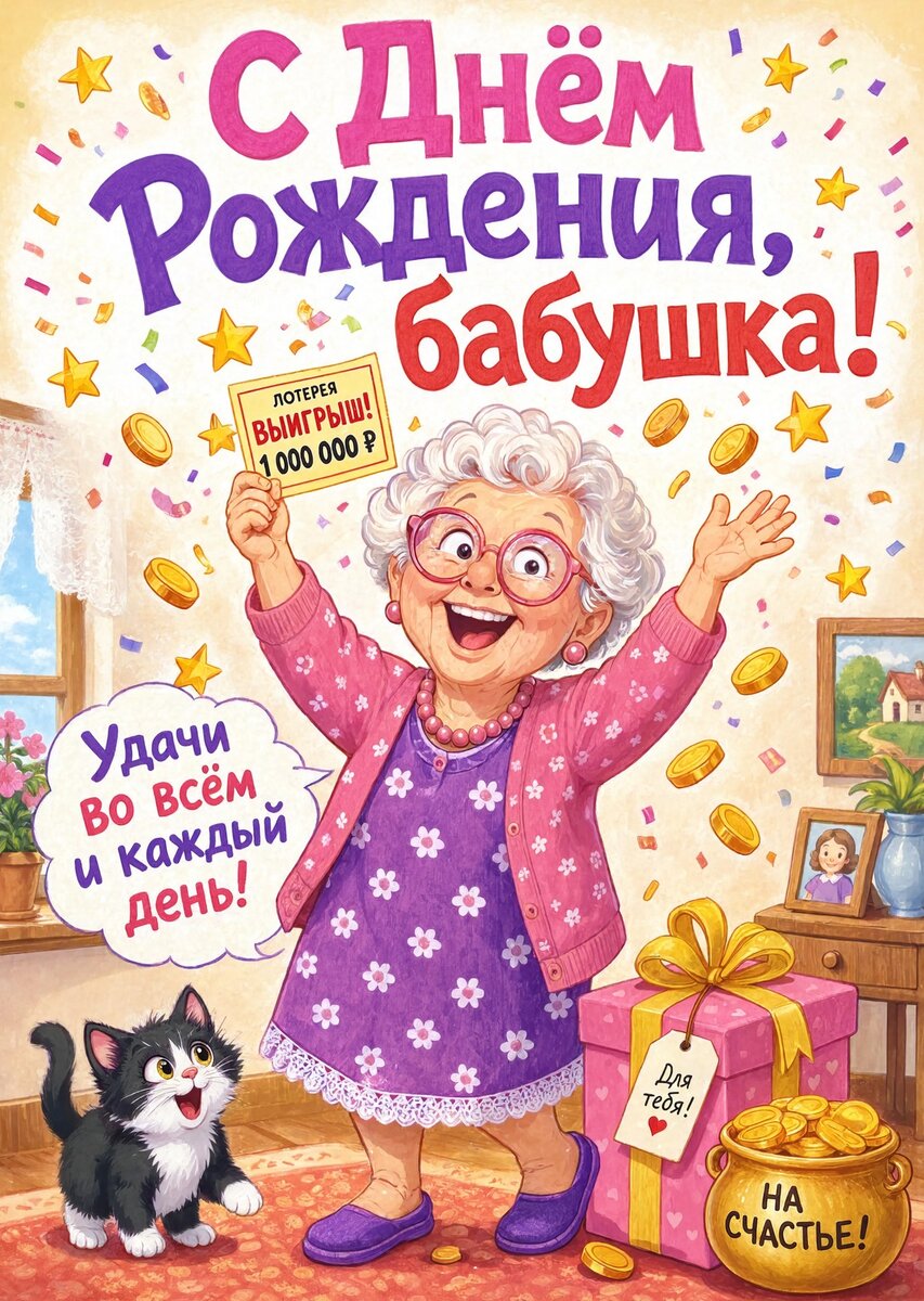 Открытка "С днем рождения бабушка #16