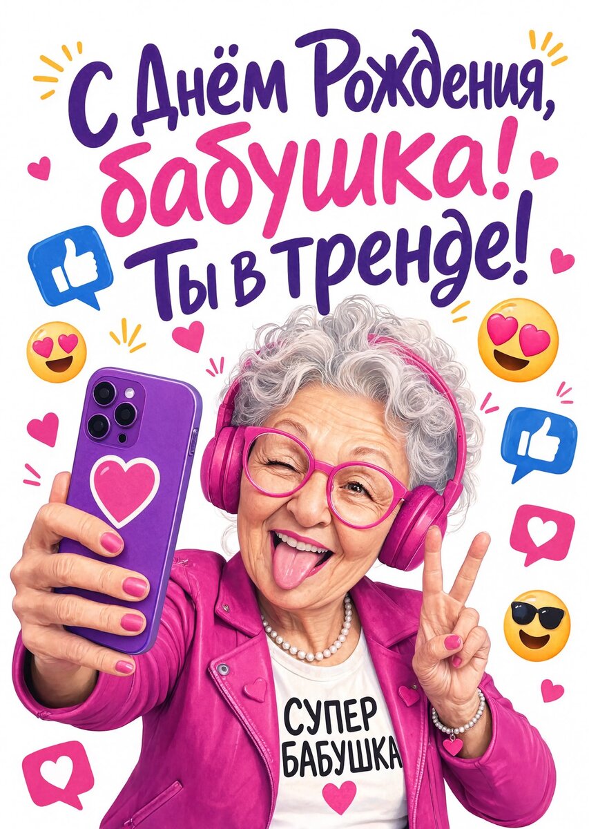 Открытка "С днем рождения бабушка #21