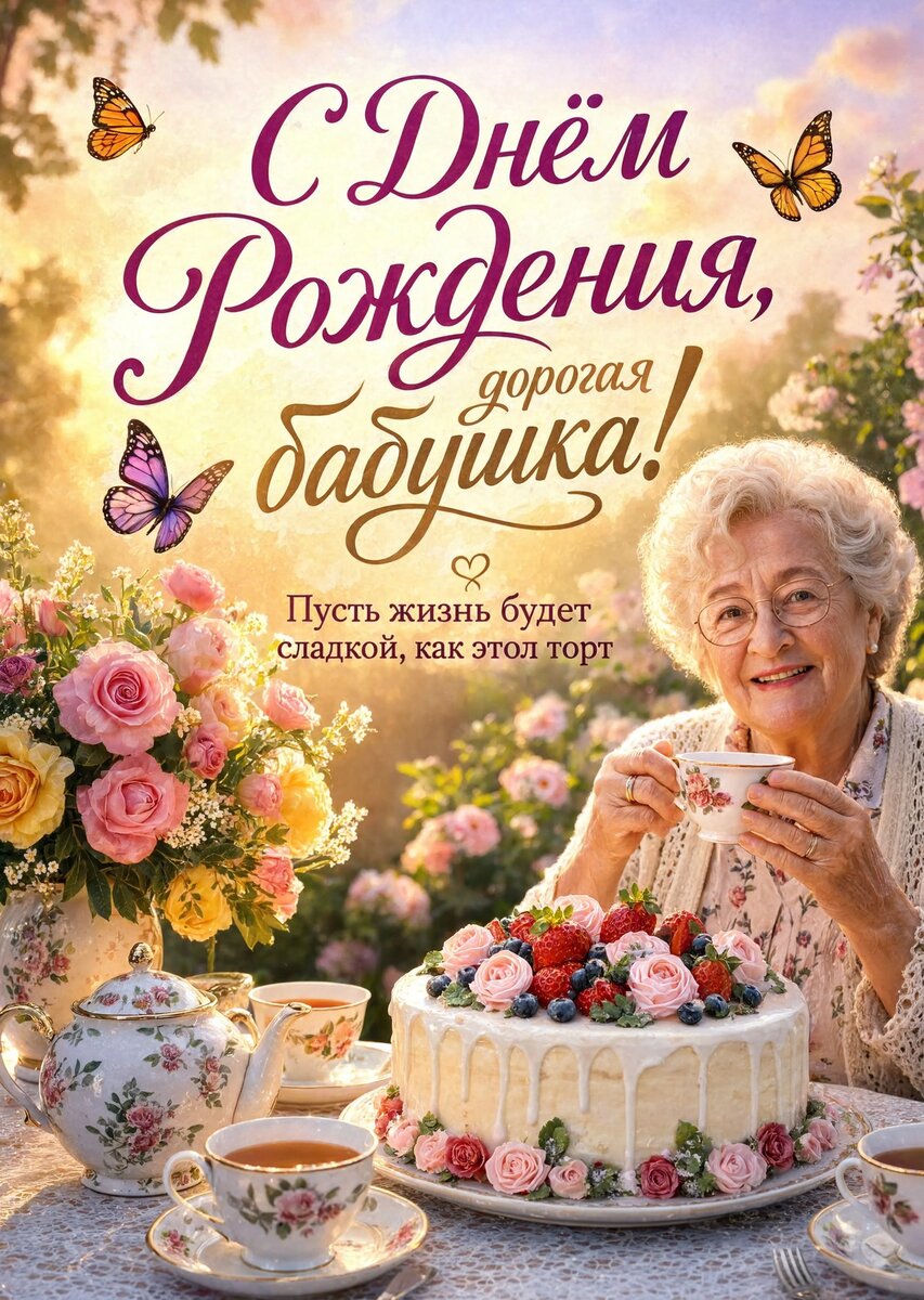 Открытка "С днем рождения бабушка #31