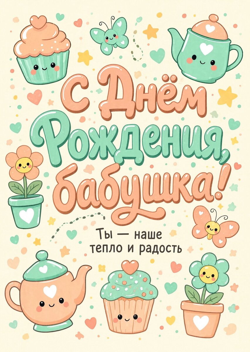 Открытка "С днем рождения бабушка #43