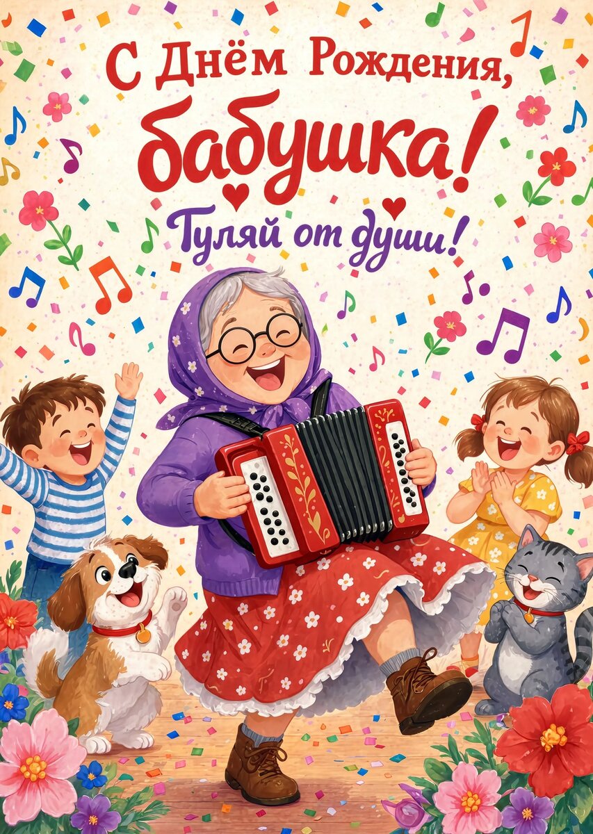 Открытка "С днем рождения бабушка #7