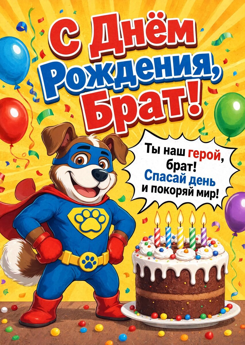 Открытка С днём рождения брату  #3