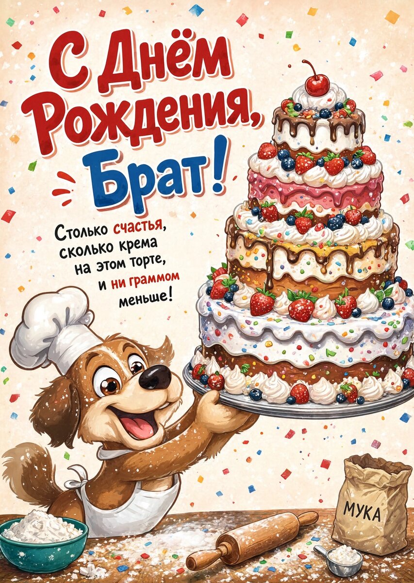 Открытка С днём рождения брату  #58