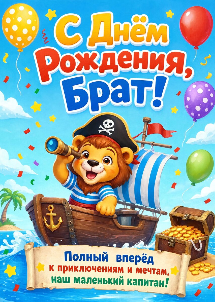 Открытка С днём рождения брату  #60
