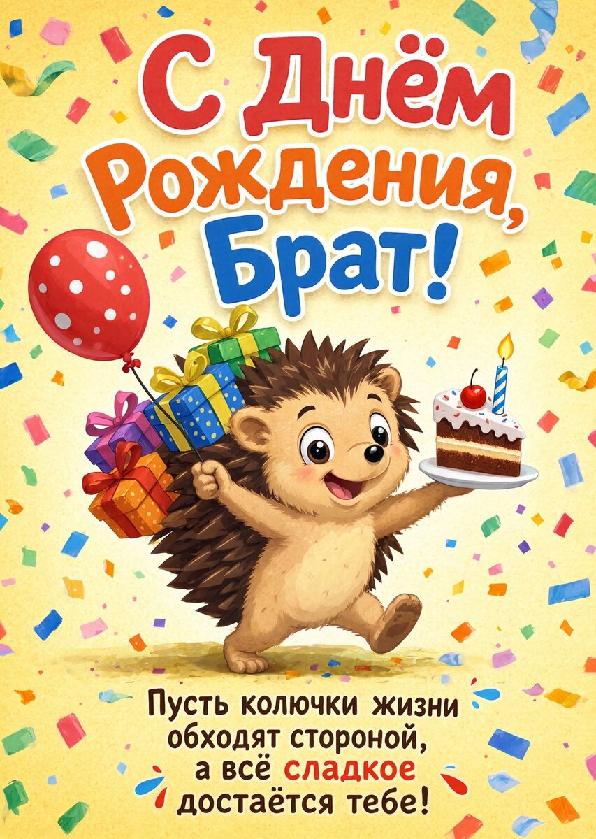 Открытка С днём рождения брату  #61
