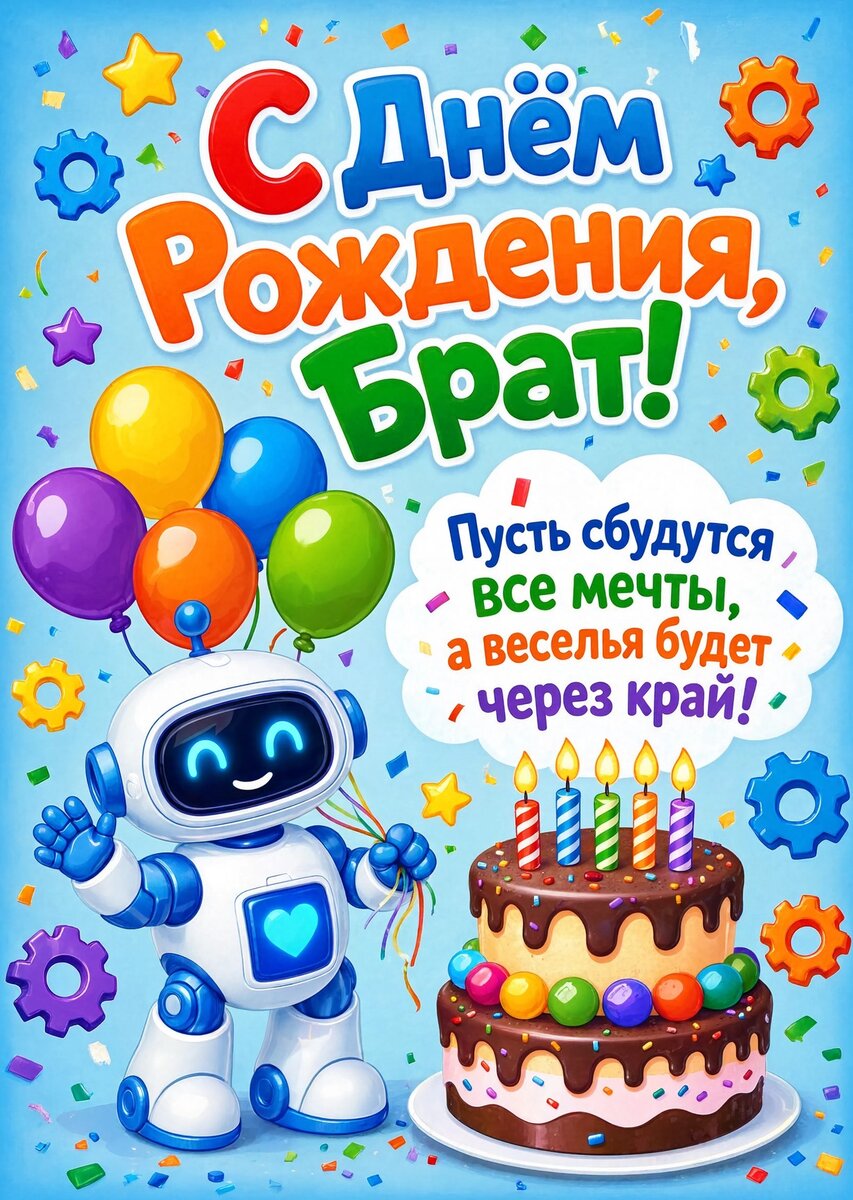 Открытка С днём рождения брату  #66
