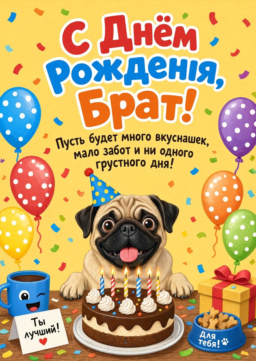 Открытка С днём рождения брату  #69
