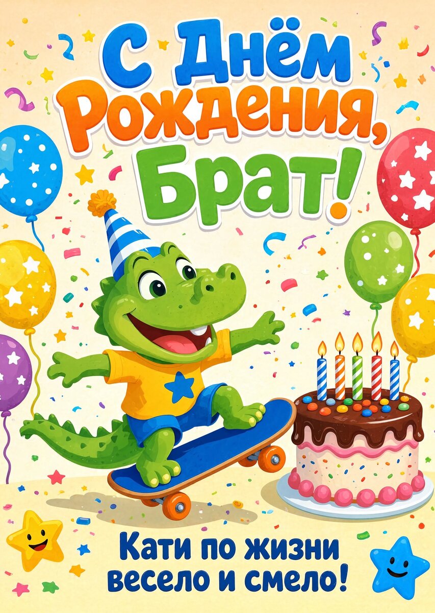 Открытка С днём рождения брату  #8