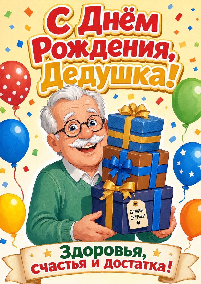 Открытка "С днём рождения дедушке" #11