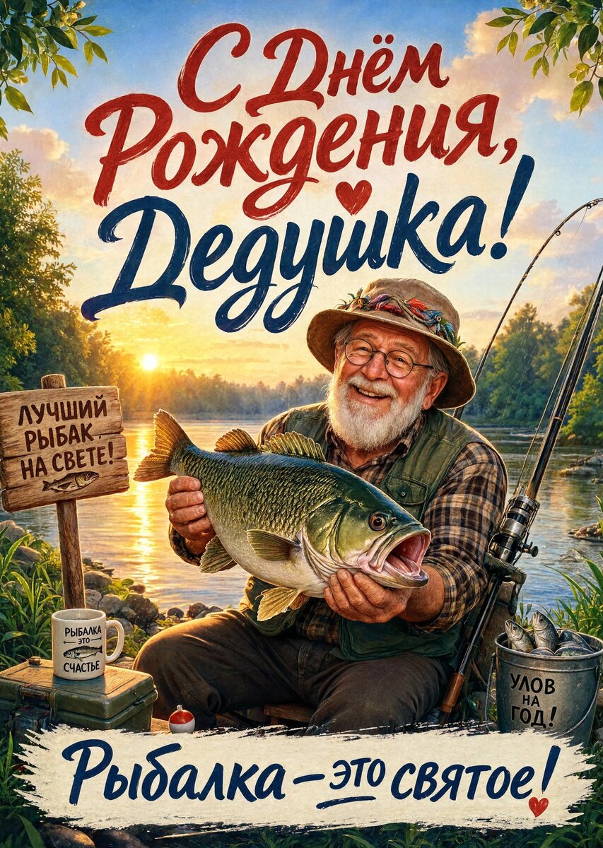 Открытка "С днём рождения дедушке" #15