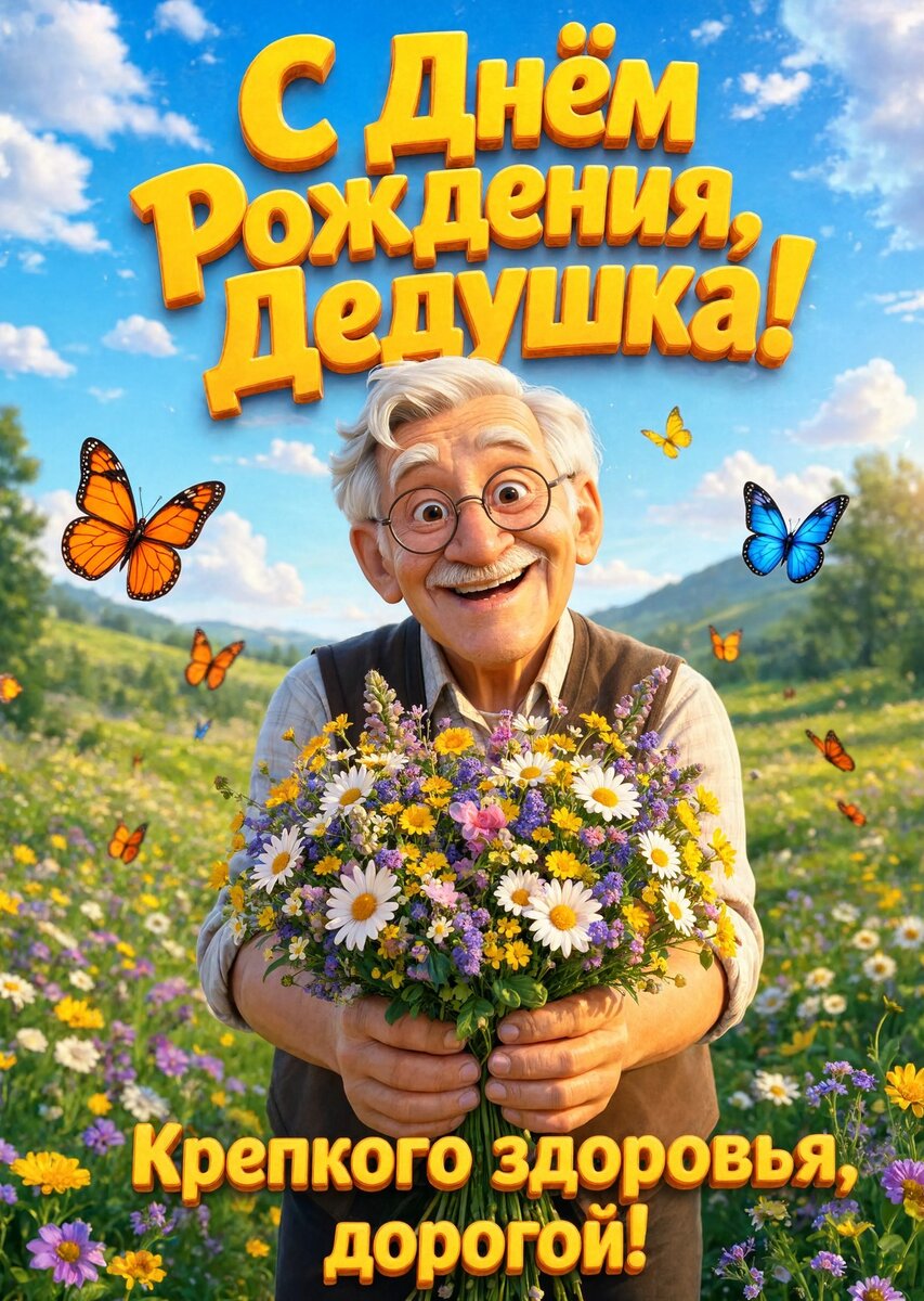 Открытка "С днём рождения дедушке" #18