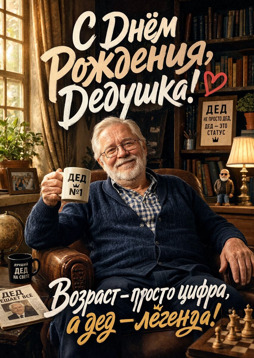 Открытка "С днём рождения дедушке" #2
