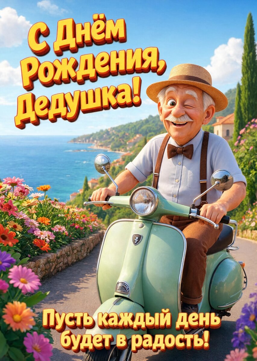 Открытка "С днём рождения дедушке" #20