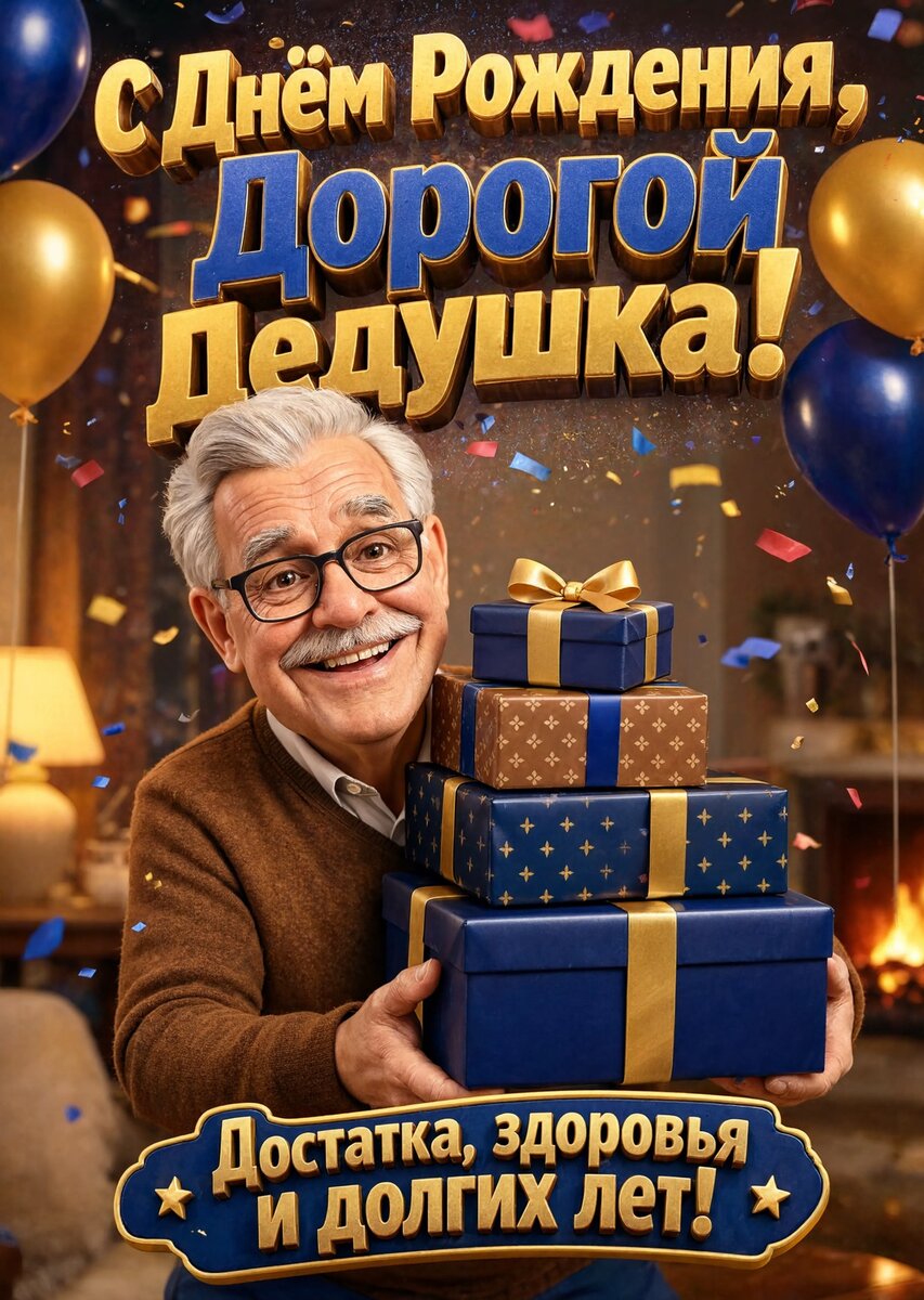 Открытка "С днём рождения дедушке" #23