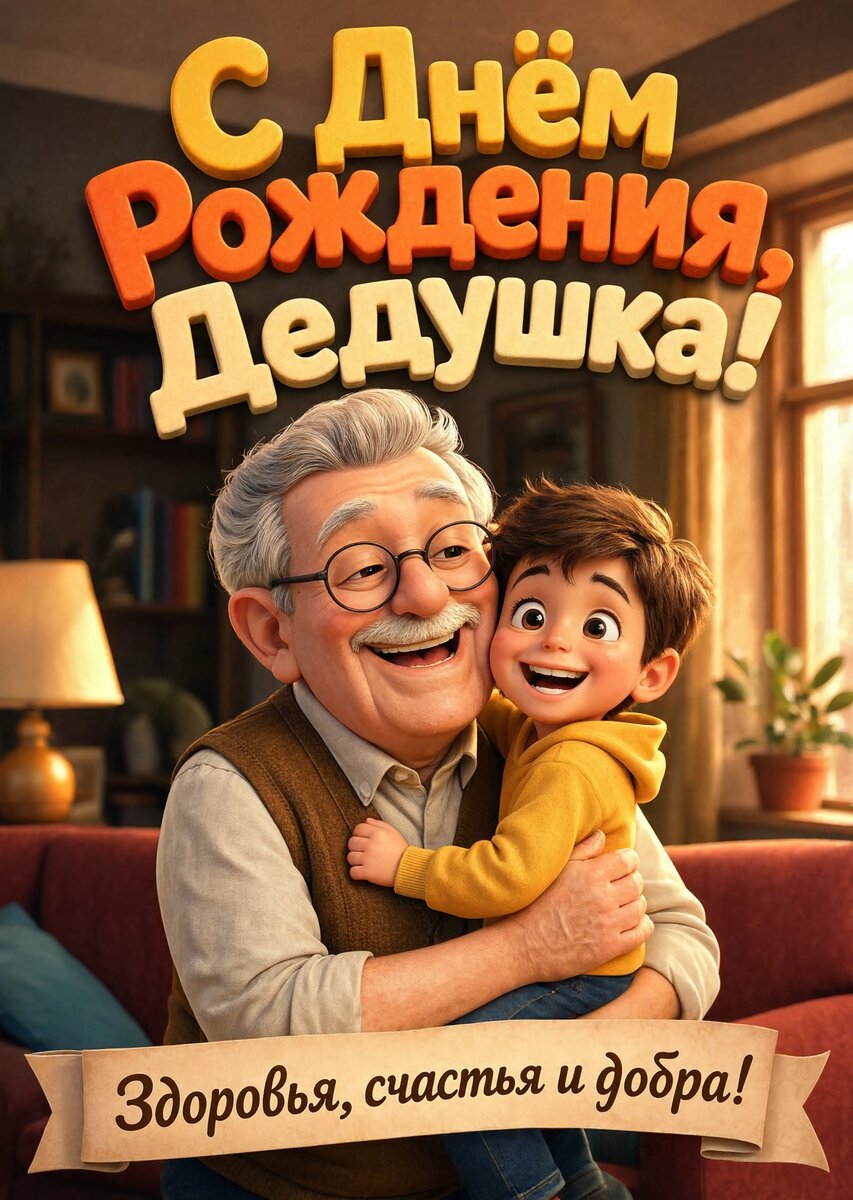 Открытка "С днём рождения дедушке" #26