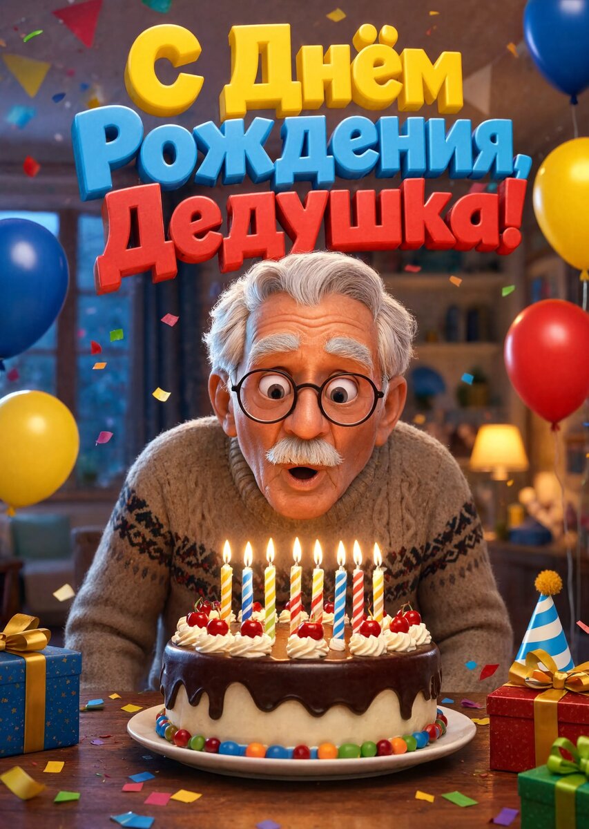 Открытка "С днём рождения дедушке" #27