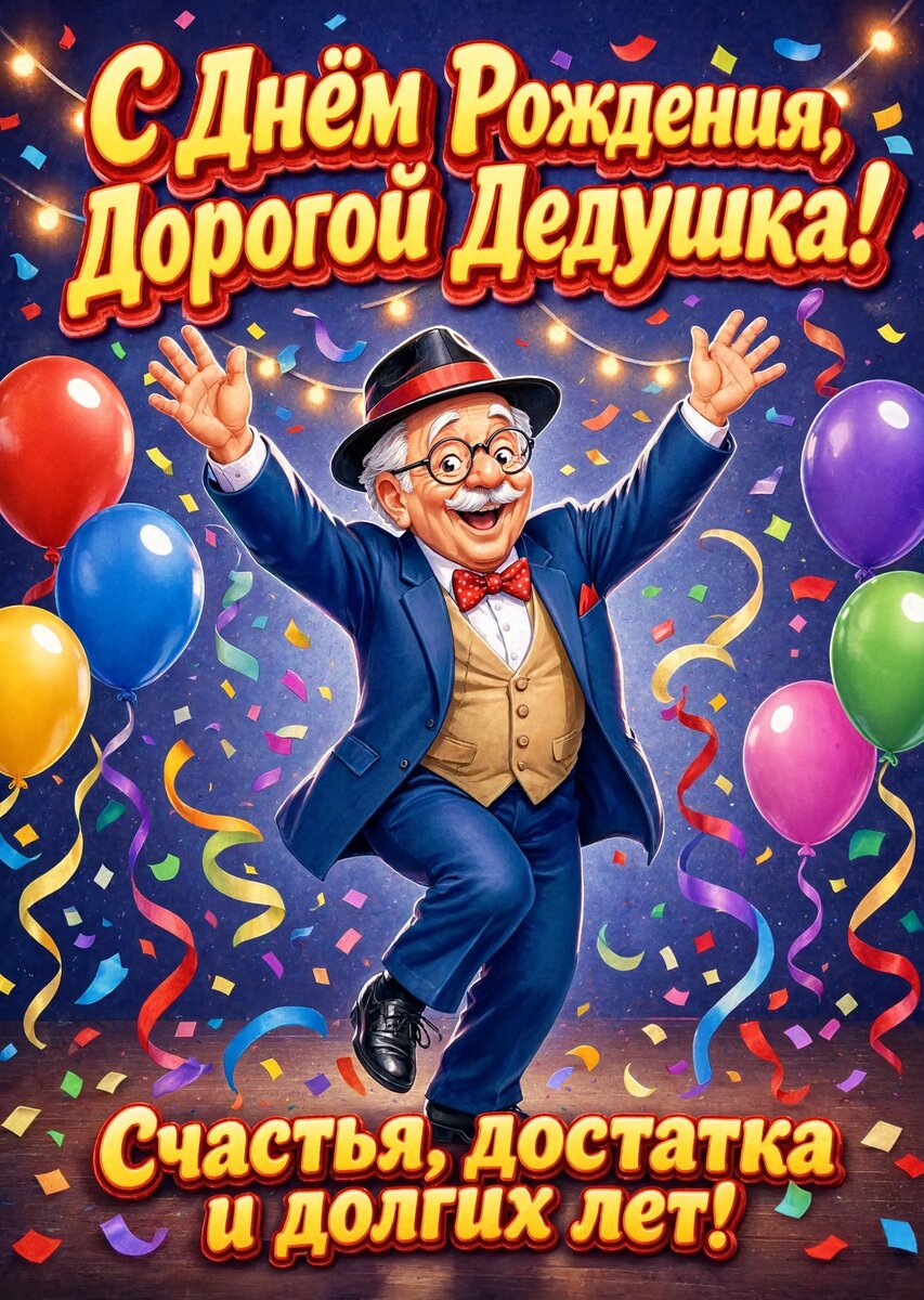 Открытка "С днём рождения дедушке" #3