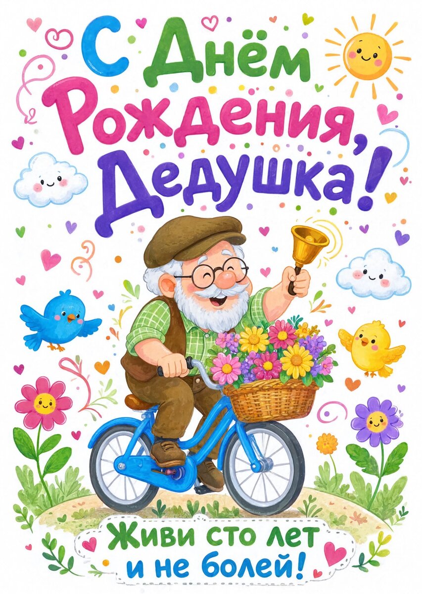 Открытка "С днём рождения дедушке" #37