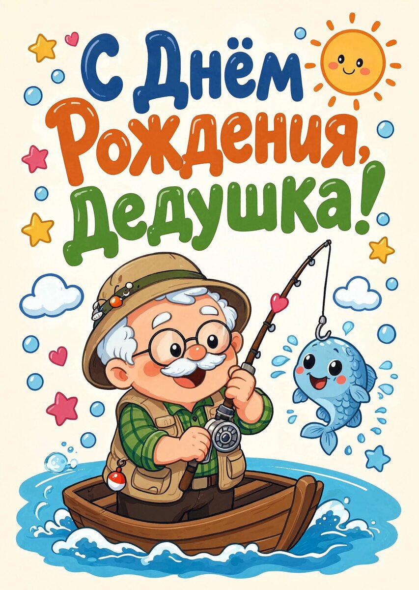 Открытка "С днём рождения дедушке" #43