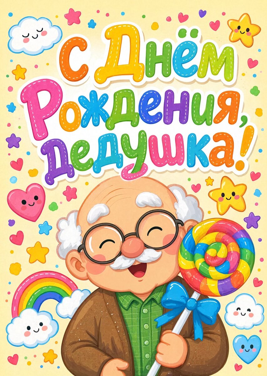 Открытка "С днём рождения дедушке" #45