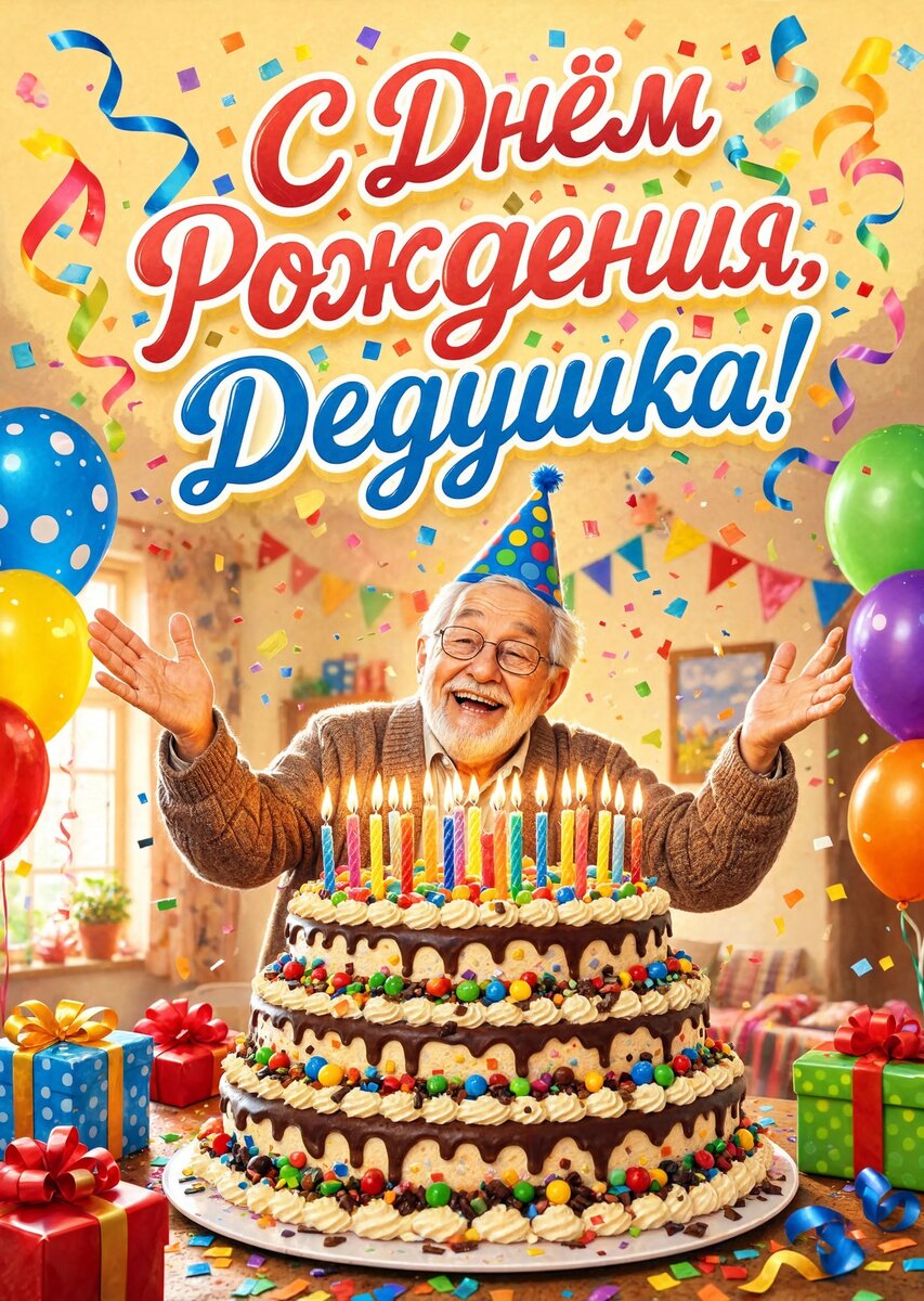 Открытка "С днём рождения дедушке" #47