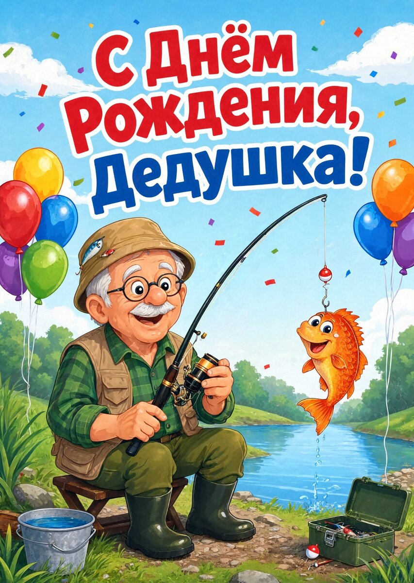 Открытка "С днём рождения дедушке" #5