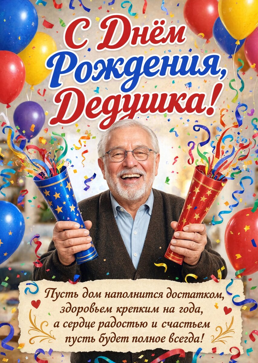Открытка "С днём рождения дедушке" #51