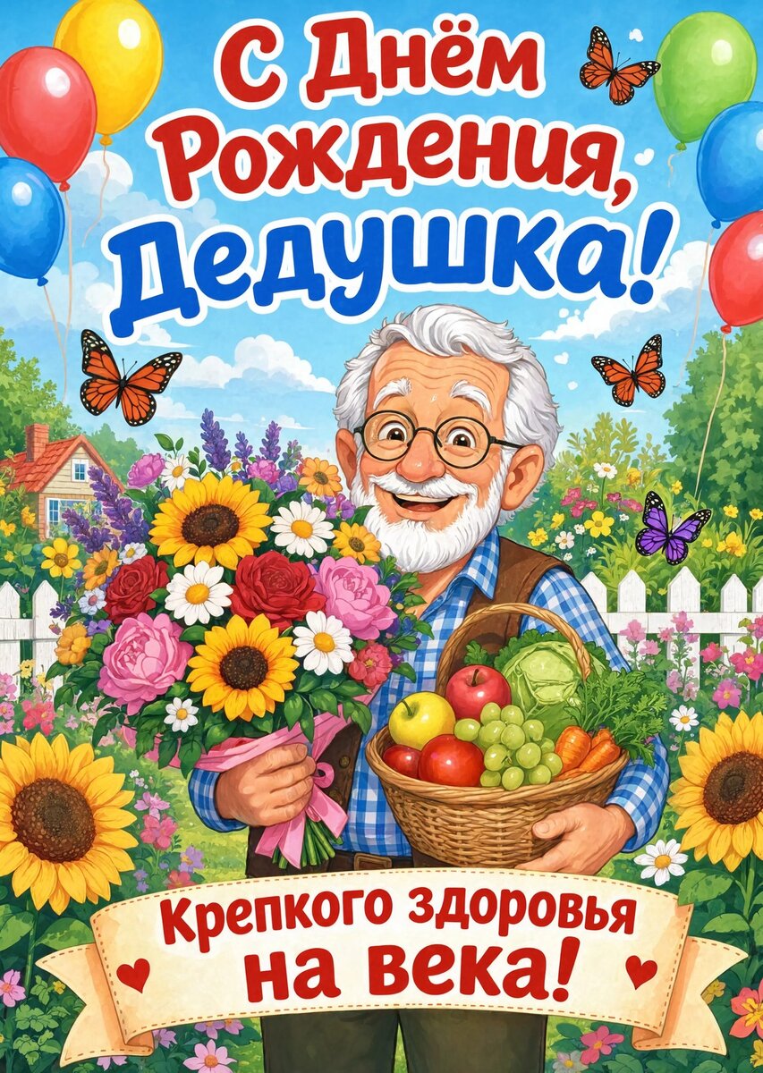 Открытка "С днём рождения дедушке" #6