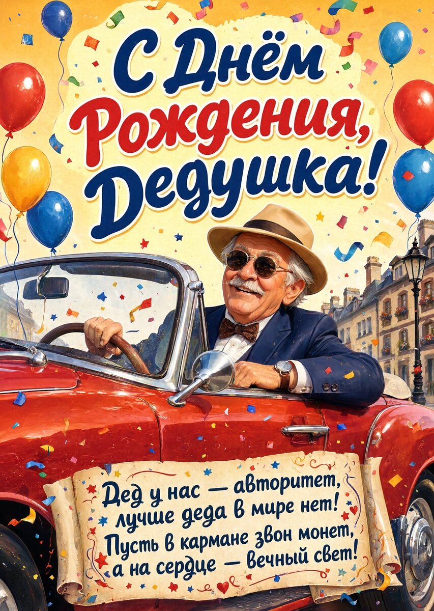 Открытка "С днём рождения дедушке" #62