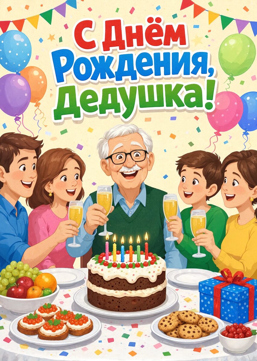 Открытка "С днём рождения дедушке" #7