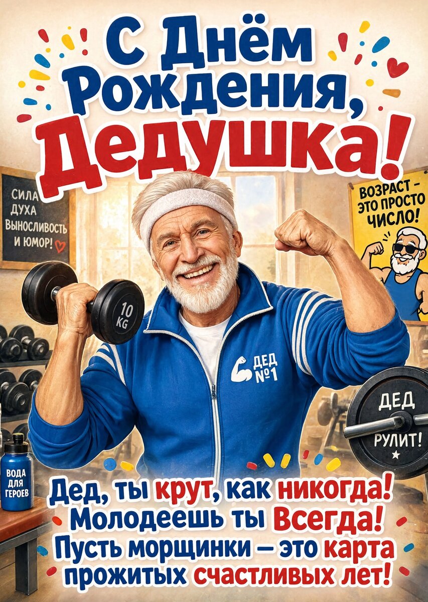 Открытка "С днём рождения дедушке" #70